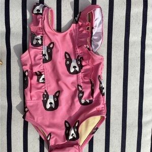 Adorable Pink Swimsuit with Dog Print
